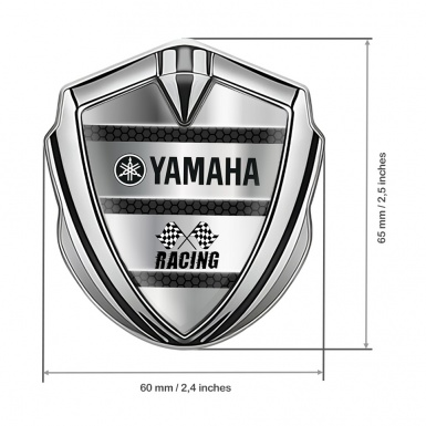 Yamaha Racing Metal 3D Domed Emblem Silver Dark Hex Black Logo