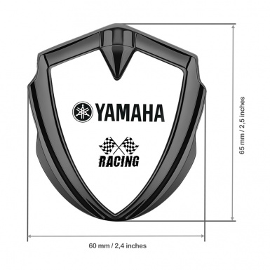 Yamaha Racing Badge Self Adhesive Graphite White Base Black Edition