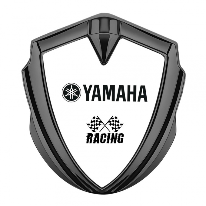 Yamaha Racing Badge Self Adhesive Graphite White Base Black Edition