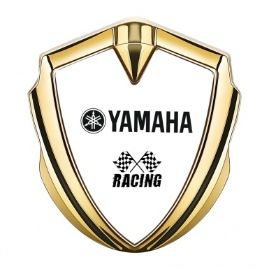 Yamaha Racing Badge Self Adhesive Gold White Base Black Edition