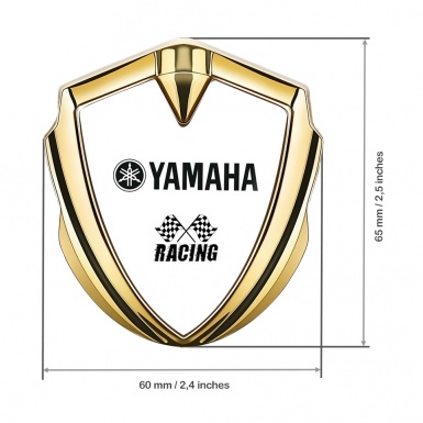 Yamaha Racing Badge Self Adhesive Gold White Base Black Edition