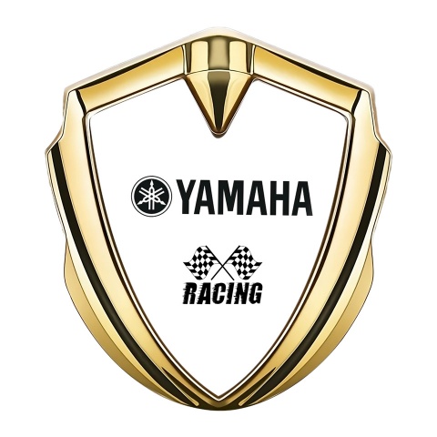 Yamaha Racing Badge Self Adhesive Gold White Base Black Edition