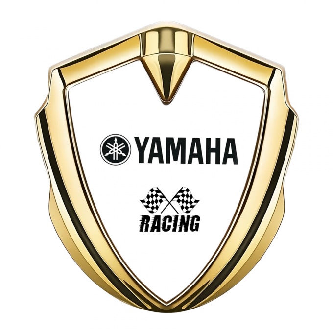 Yamaha Racing Badge Self Adhesive Gold White Base Black Edition