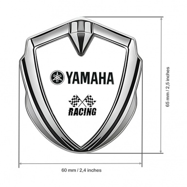 Yamaha Racing Badge Self Adhesive Silver White Base Black Edition