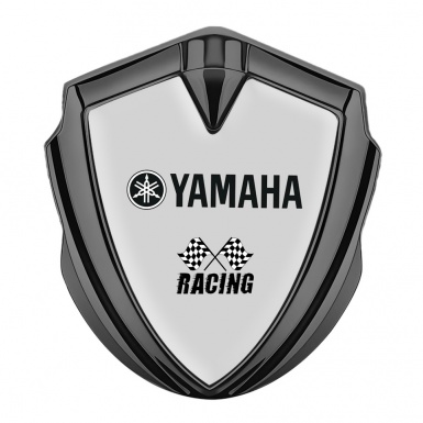 Yamaha Racing Emblem Fender Badge Graphite Grey Base Black Motif