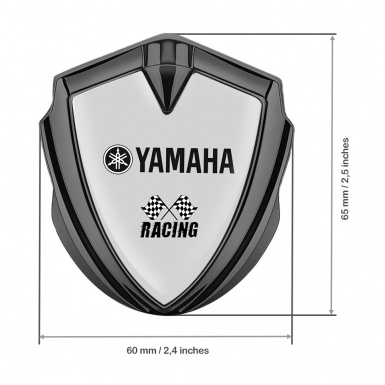 Yamaha Racing Emblem Fender Badge Graphite Grey Base Black Motif