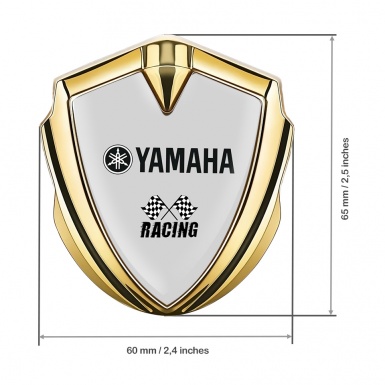 Yamaha Racing Emblem Fender Badge Gold Grey Base Black Motif