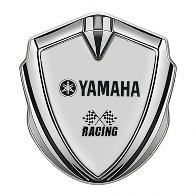 Yamaha Racing Emblem Fender Badge Silver Grey Base Black Motif