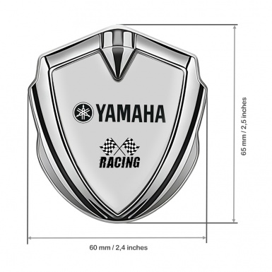 Yamaha Racing Emblem Fender Badge Silver Grey Base Black Motif