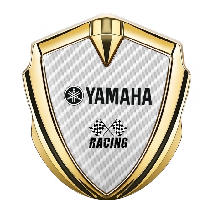 Yamaha Racing Fender Emblem Badge Gold White Carbon Black Logo