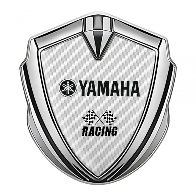 Yamaha Racing Fender Emblem Badge Silver White Carbon Black Logo