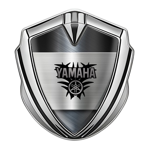 Yamaha Emblem Badge Self Adhesive Silver Metallic Base Engine Logo