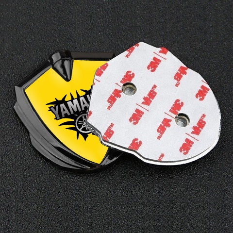 Yamaha Emblem Fender Badge Graphite Yellow Base Black Engine Logo