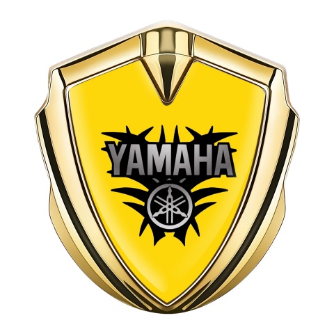 Yamaha Emblem Fender Badge Gold Yellow Base Black Engine Logo