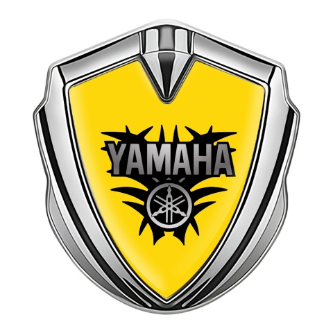 Yamaha Emblem Fender Badge Silver Yellow Base Black Engine Logo