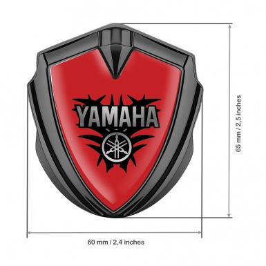 Yamaha Metal Emblem Self Adhesive Graphite Red Base Black Engine Motif