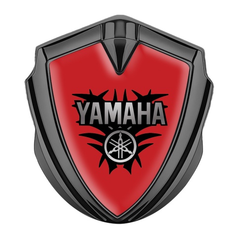Yamaha Metal Emblem Self Adhesive Graphite Red Base Black Engine Motif