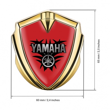 Yamaha Metal Emblem Self Adhesive Gold Red Base Black Engine Motif