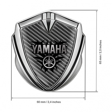 Yamaha Emblem Trunk Badge Silver Dark Carbon Black Tribal Design