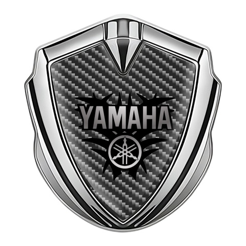 Yamaha Emblem Trunk Badge Silver Dark Carbon Black Tribal Design