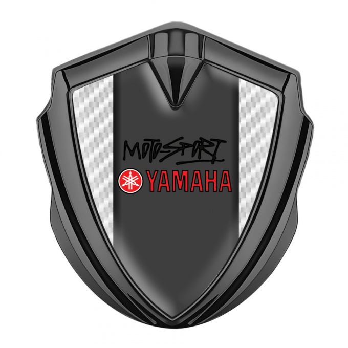 Yamaha Domed Emblem Graphite White Carbon Dark Motorsport Logo