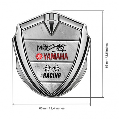 Yamaha Racing Emblem Car Badge Silver Heavy Stone Motorsport Logo