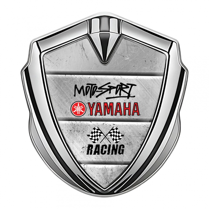 Yamaha Racing Emblem Car Badge Silver Heavy Stone Motorsport Logo