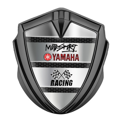 Yamaha Motorsport Metal Domed Emblem Graphite Dark Hex Metallic Elements