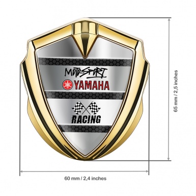 Yamaha Motorsport Metal Domed Emblem Gold Dark Hex Metallic Elements