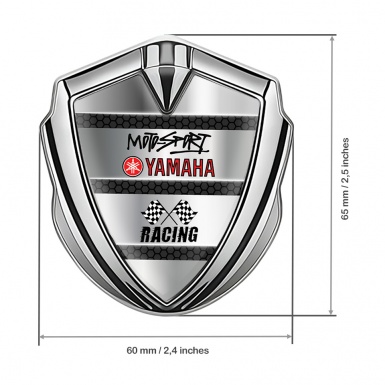 Yamaha Motorsport Metal Domed Emblem Silver Dark Hex Metallic Elements