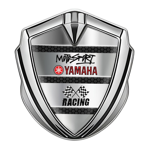 Yamaha Motorsport Metal Domed Emblem Silver Dark Hex Metallic Elements