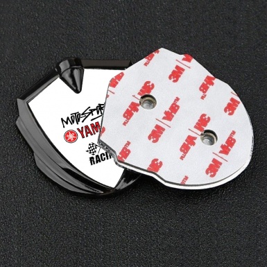 Yamaha Racing Badge Self Adhesive Graphite White Base Red Logo Design