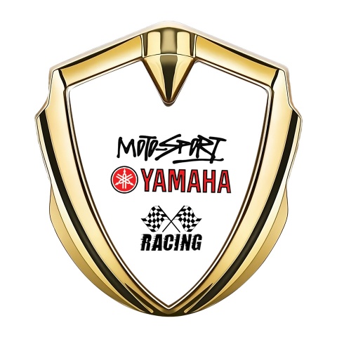 Yamaha Racing Badge Self Adhesive Gold White Base Red Logo Design