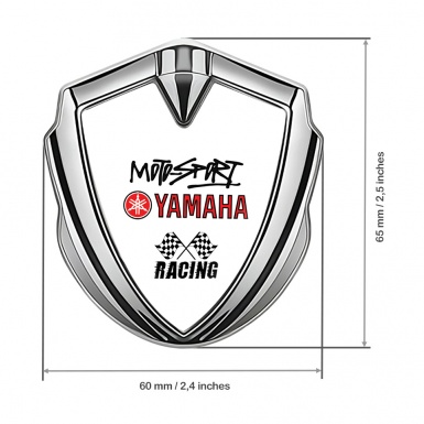 Yamaha Racing Badge Self Adhesive Silver White Base Red Logo Design