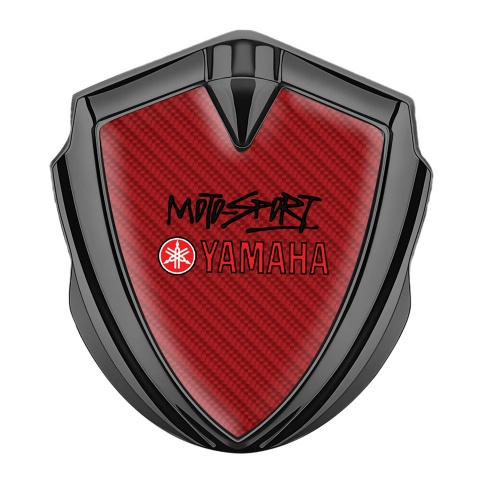 Yamaha Motorsport Emblem Fender Badge Graphite Red Carbon Variant