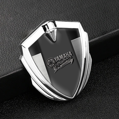 Yamaha Racing Emblem Trunk Badge Silver Brushed Metal Fragment