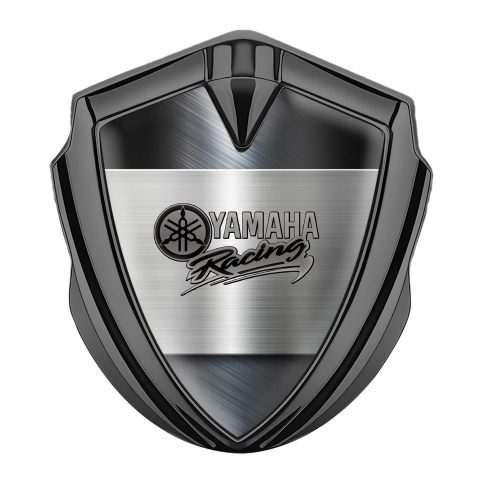 Yamaha Racing Emblem Self Adhesive Graphite Brushed Metal Grey Logo