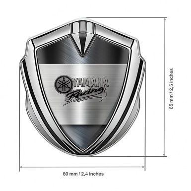 Yamaha Racing Emblem Self Adhesive Silver Brushed Metal Grey Logo