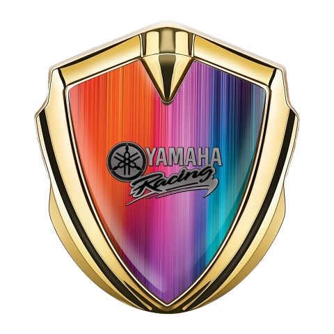 Yamaha Racing Emblem Badge Gold Color Gradient Greyscale Logo