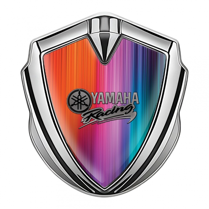 Yamaha Racing Emblem Badge Silver Color Gradient Greyscale Logo