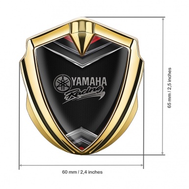 Yamaha Racing Domed Emblem Gold Dark Mesh Chrome Elements