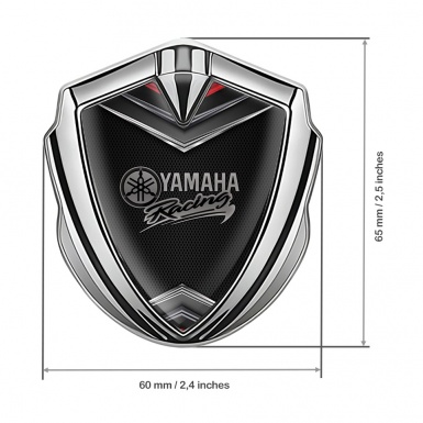 Yamaha Racing Domed Emblem Silver Dark Mesh Chrome Elements