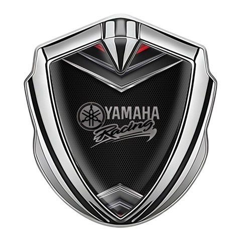 Yamaha Racing Domed Emblem Silver Dark Mesh Chrome Elements