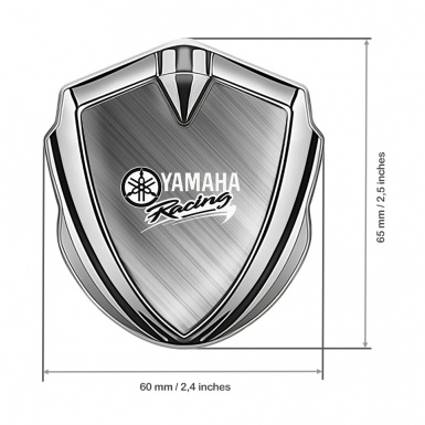 Yamaha Racing Emblem Ornament Silver Brushed Aluminum White Logo