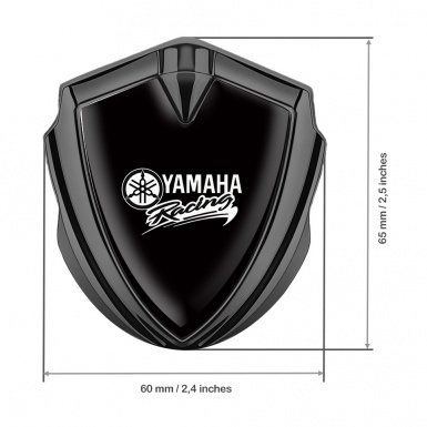 Yamaha Racing Bodyside Domed Emblem Graphite Black Base White Version