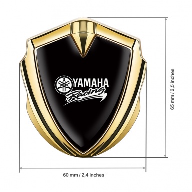 Yamaha Racing Bodyside Domed Emblem Gold Black Base White Version