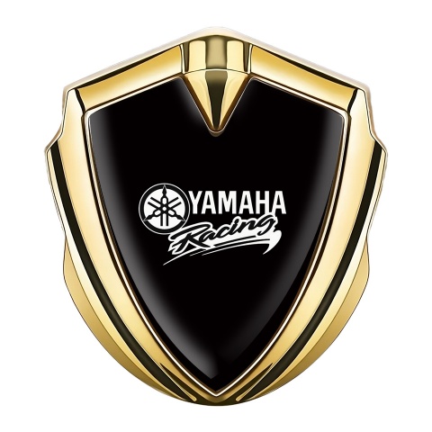 Yamaha Racing Bodyside Domed Emblem Gold Black Base White Version