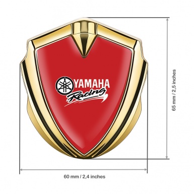 Yamaha Racing Emblem Car Badge Gold Red Base White Color Logo