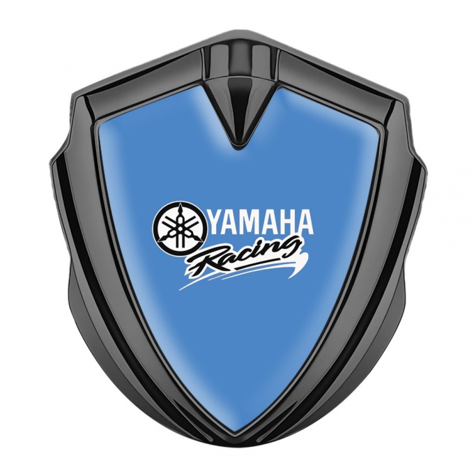 Yamaha Racing Domed Badge Graphite Glacial Blue White Color Motif