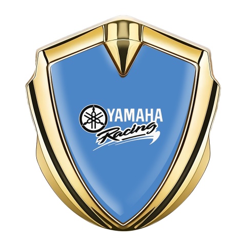 Yamaha Racing Domed Badge Gold Glacial Blue White Color Motif